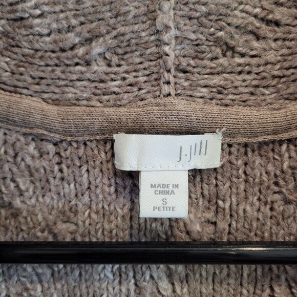 J Jill Cardigan Sweater Womens S Petite Brown Long Sleeve Chunky Knit Alpaca - Picture 3 of 9